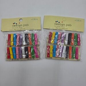 Klaus Design Pub 40pc Mini Wooden Clothespins Rainbow Craft Clips 2 Packs NEW